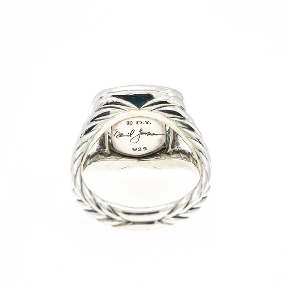 David Yurman 11mm Albion Sterling Silver 925 Prasiolite & Diamond Ring Size 6 - Picture 5 of 5